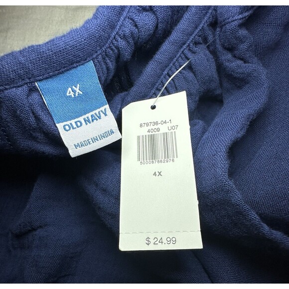 OLD NAVY Tie Shoulder Cami Swing Loose Flowy Tank Top Navy‎ Blue SIZE 4X NWT - Picture 5 of 8